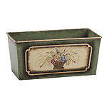 Image of METAL PAINTED PLANTER-FLORAL