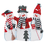 Image of PAINTED WOOD DRESSED 3 SNOWMAN