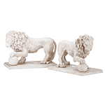 Image of ALAB. GARDEN LION PAIR ON BALL